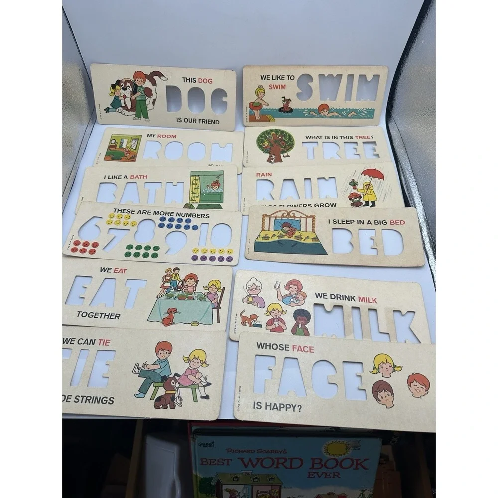 Vintage‎ 1972 Fisher Price School Days Desk Cards Stencils Complete Set Of 16